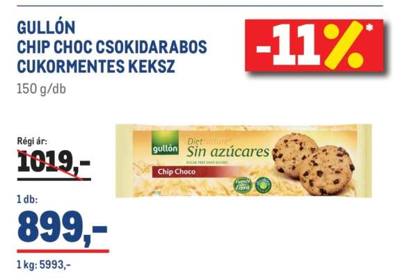 GULLÓN CHIP CHOC CSOKIDARABOS CUKORMENTES KEKSZ