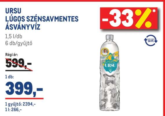 URSU LÚGOS SZÉNSAVMENTES ÁSVÁNYVÍZ