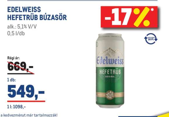Edelweiss Hefetrüb Búzasör