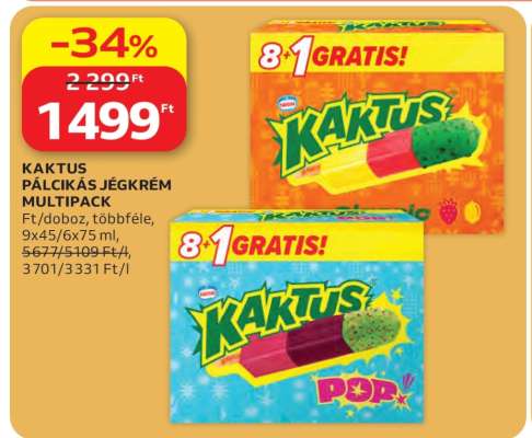 Kaktus Pálcikás Jégkrém Multipack
