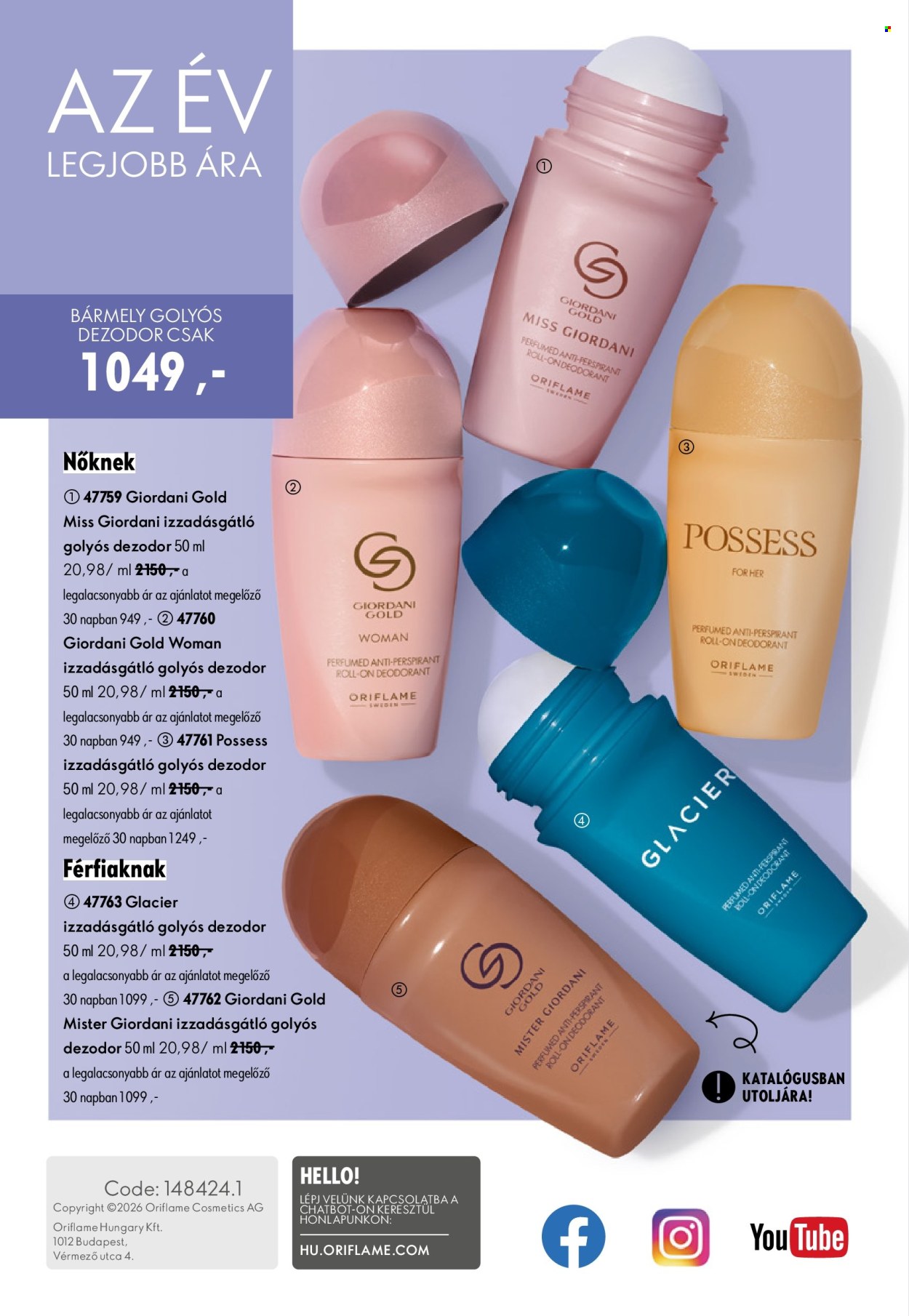 Oriflame akciós újságok - 2026.07.29 - 2026.08.18. Oldal 148