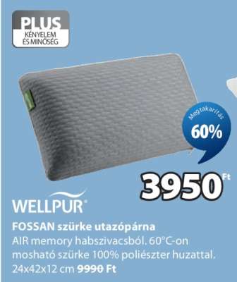 WELLPUR FOSSAN szürke utazópárna