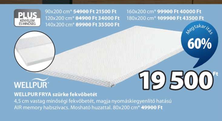 WELLPUR FRYA szürke fekvőbetét