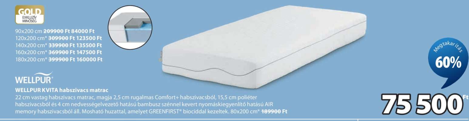 WELLPUR VITA habszivacs matrac