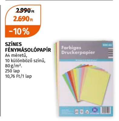 SZÍNES FÉNYMÁSOLÓPAPÍR