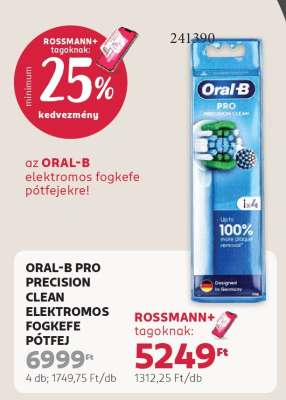 ORAL-B PRO PRECISION CLEAN ELEKTROMOS FOGKEFE PÓTFEJ