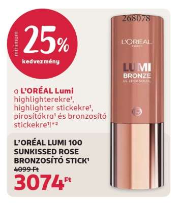 L'ORÉAL LUMI 100 SUNKISSED ROSE BRONZOSÍTÓ STICK¹