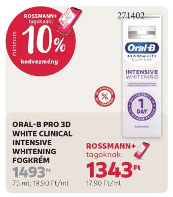 ORAL-B PRO 3D WHITE CLINICAL INTENSIVE WHITENING FOGKRÉM