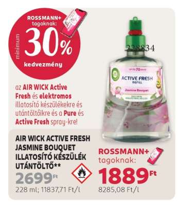 AIR WICK ACTIVE FRESH JASMINE BOUQUET ILLATOSÍTÓ KÉSZÜLÉK UTÁNTÖLTŐ