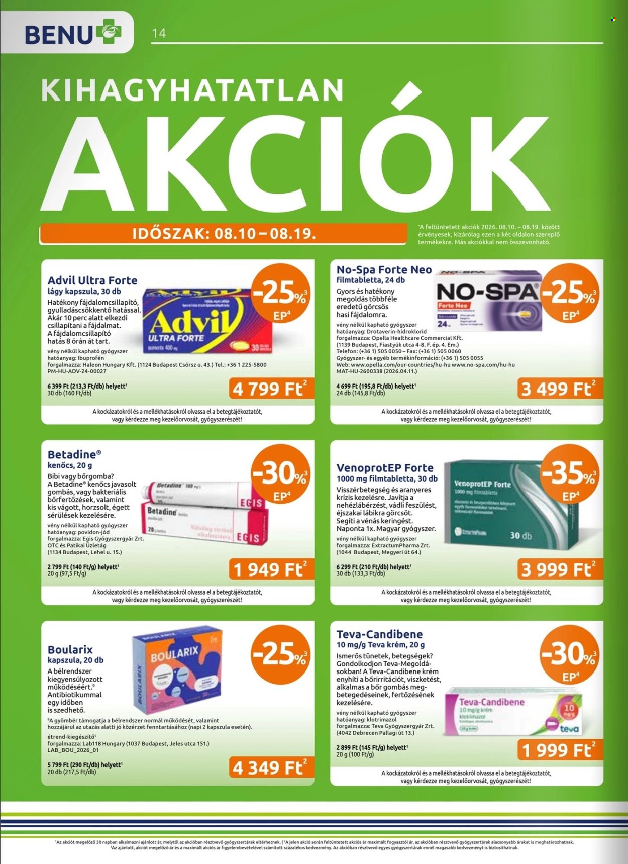 BENU Gyógyszertár akciós újságok - 2026.08.01 - 2026.08.31. Oldal 14