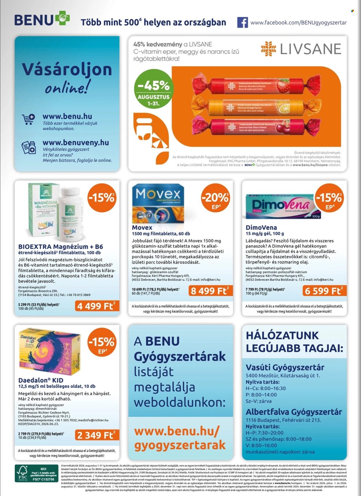 BENU Gyógyszertár akciós újságok - 2026.08.01 - 2026.08.31. Oldal 28