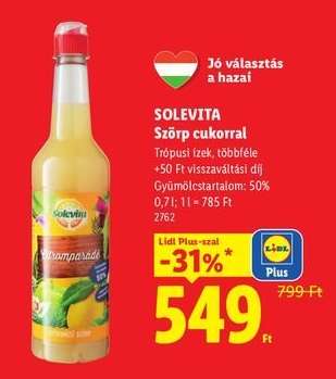 SOLEVITA Szörp cukorral