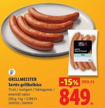 GRILLMEISTER Sertés grillkolbász