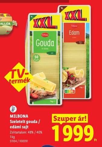 MILBONA Szeletelt gouda / edámi sajt