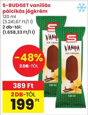 S-BUDGET vaníliás, pálcikás jégkrém
