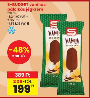 S-BUDGET vaníliás, pálcikás jégkrém