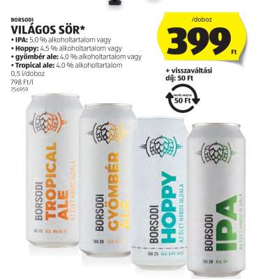 BORSODI Világos sör