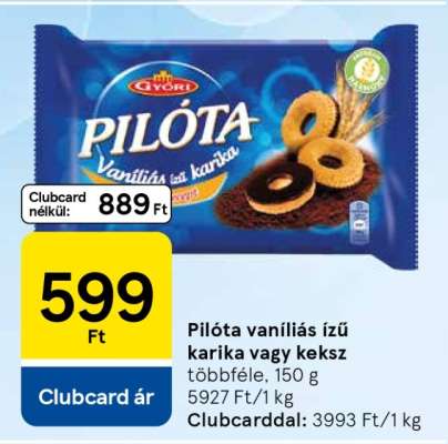 Pilóta vaníliás ízű karika vagy keksz