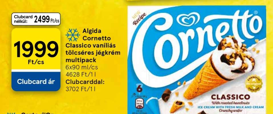 Algida Cornetto Classico vaníliás tölcséres jégkrém multipack