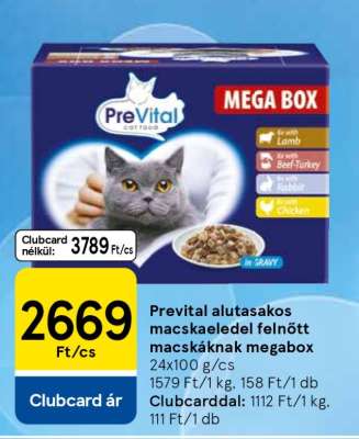 Prevital alutasakos macskaeledel felnőtt macskáknak megabox