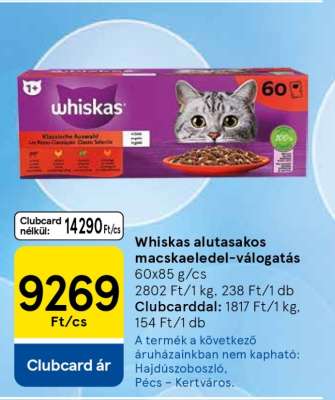 Whiskas Alutasakos Macskaeledel Válogatás