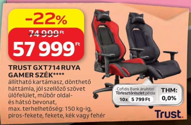 TRUST GXT714 RUYA GAMER SZÉK