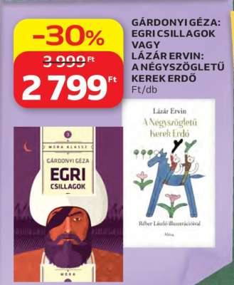 Gárdonyi Géza: Egri csillagok vagy Lázár Ervin: A négyszögletű kerek erdő