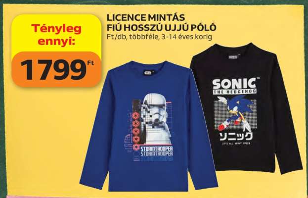 LICENCE MINTÁS FIÚ HOSSZÚ UJJÚ PÓLÓ