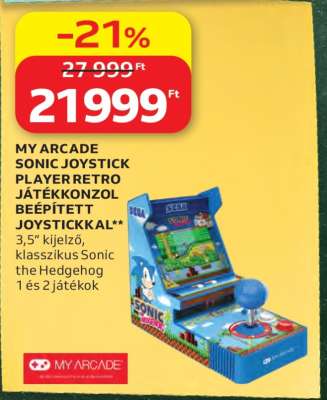 MY ARCADE SONIC JOYSTICK PLAYER RETRO JÁTÉKKONZOL BEÉPÍTETT JOYSTICKKAL