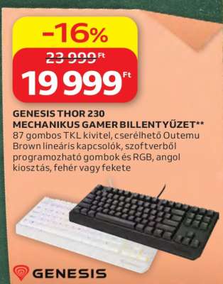GENESIS THOR 230 MECHANIKUS GAMER BILLENTYŰZET