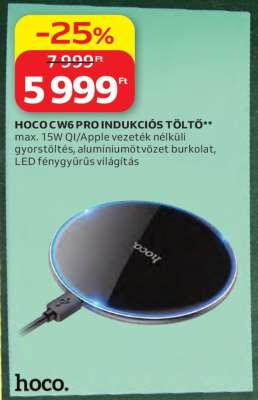 HOCO CW6 PRO INDUKCIÓS TÖLTŐ