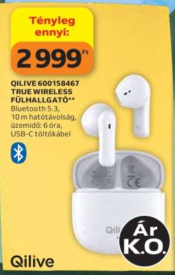 QILIVE 600158467 TRUE WIRELESS FÜLHALLGATÓ