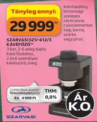 SZARVASI SZV-612/3 KÁVÉFŐZŐ