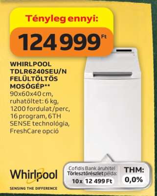 WHIRLPOOL TDLR6240SEU/N FELÜLTÖLTŐS MOSÓGÉP
