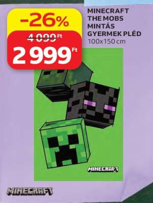 MINECRAFT THE MOBS MINTÁS GYERMEK PLÉD