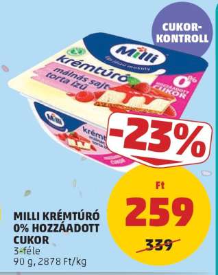 Milli Krémtúró 0% Hozzáadott Cukor