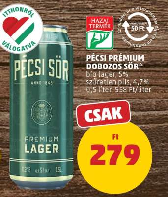 Pécsi Prémium dobozos sör