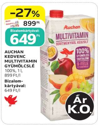 AUCHAN KEDVENC MULTIVITAMIN GYÜMÖLCSLÉ