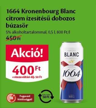 1664 Kronenbourg Blanc citrom ízesítésű dobozos búzasör