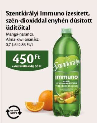 Szentkirályi Immuno ízesített, szén-dioxiddal enyhén dúsított üdítőital