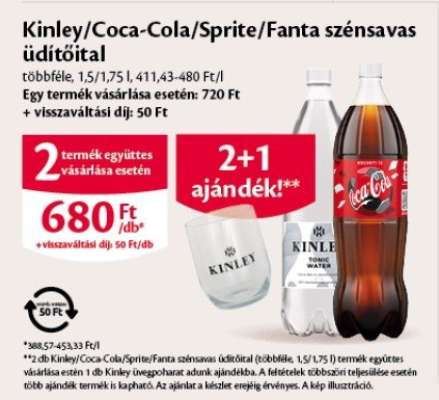 Kinley/Coca-Cola/Sprite/Fanta szénsavas üdítőital