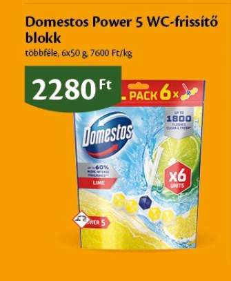 Domestos Power 5 WC-frissítő blokk