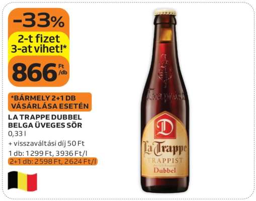 LA TRAPPE DUBBEL BELGA ÜVEGES SÖR