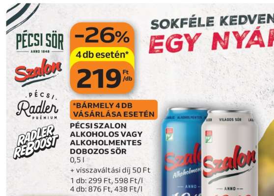 Pécsi Szalon Alkoholos vagy Alkoholmentes Dobozos Sör