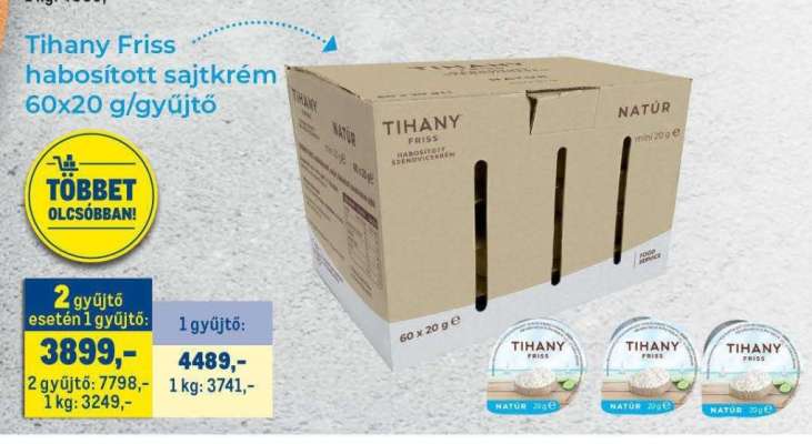 Tihany Friss habosított sajtkrém 60x20 g/gyűjtő