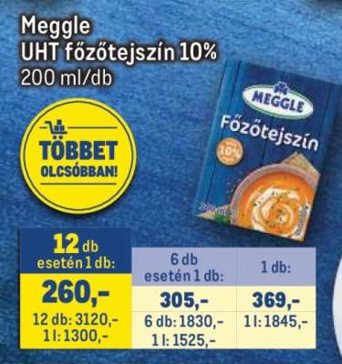 Meggle UHT főzőtejszín 10%