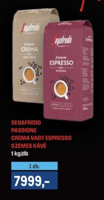 SEGAFREDO PASSIONE CREMA VAGY ESPRESSO SZEMES KÁVÉ