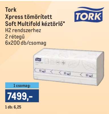 Tork Xpress tömörített Soft Multifold kéztörlő