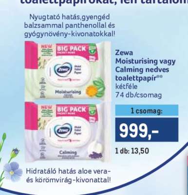 Zewa Moisturising vagy Calming nedves toalettpapír