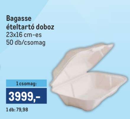 Bagasse ételtartó doboz